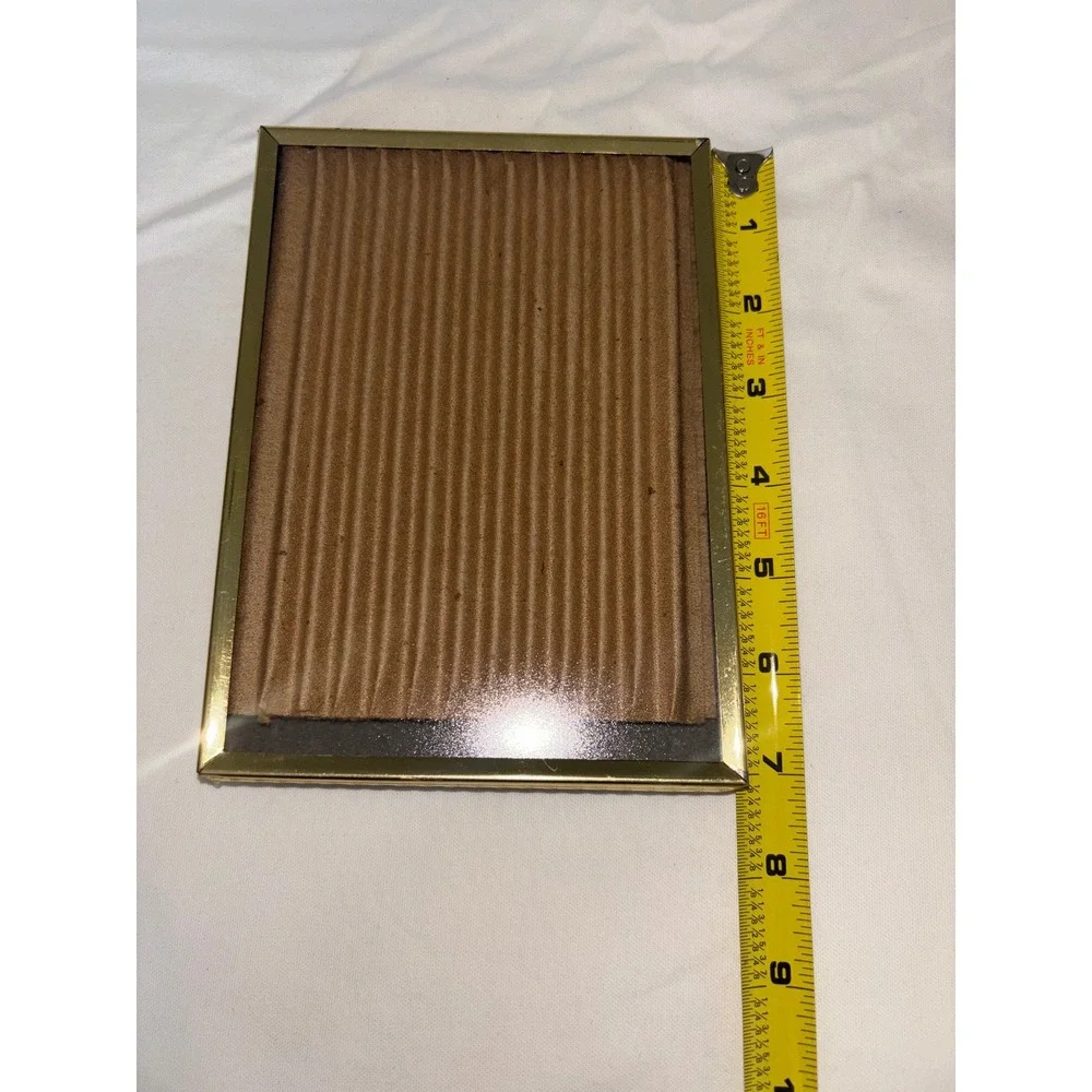 Vintage Gold Brass Ornate Etched Metal Tabletop Picture Frame